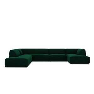 Coltar panoramic stanga 7 locuri, Ruby, Micadoni Home, BL, 366x273x69 cm, catifea, verde bottle imagine