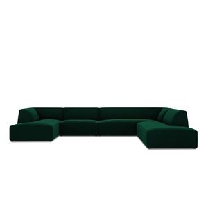 Coltar panoramic dreapta 7 locuri, Ruby, Micadoni Home, BL, 366x273x69 cm, catifea, verde bottle imagine