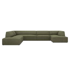 Coltar panoramic stanga 7 locuri, Ruby, Micadoni Home, BL, 366x273x69 cm, velur, verde imagine