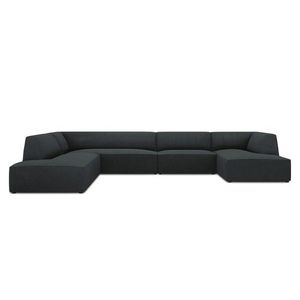 Coltar panoramic stanga 7 locuri, Ruby, Micadoni Home, BL, 366x273x69 cm, velur, negru imagine