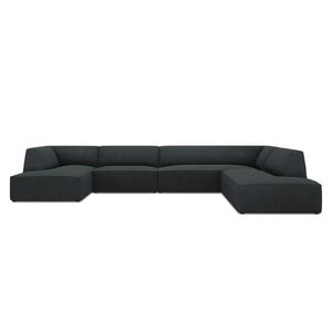 Coltar panoramic dreapta 7 locuri, Ruby, Micadoni Home, BL, 366x273x69 cm, velur, negru imagine