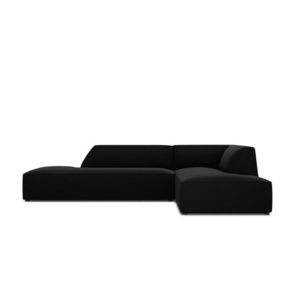 Coltar dreapta 4 locuri, Ruby, Micadoni Home, BL, fara cotiera, 273x180x69 cm, catifea, negru imagine