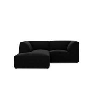 Coltar stanga 3 locuri, Ruby, Micadoni Home, BL, 186x180x69 cm, catifea, negru imagine