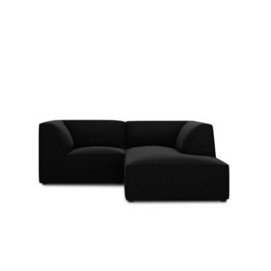 Coltar dreapta 3 locuri, Ruby, Micadoni Home, BL, 186x180x69 cm, catifea, negru imagine