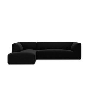 Coltar stanga 4 locuri, Ruby, Micadoni Home, BL, 273x180x69 cm, catifea, negru imagine