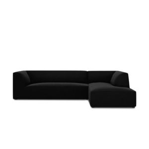 Coltar dreapta 4 locuri, Ruby, Micadoni Home, BL, 273x180x69 cm, catifea, negru imagine