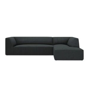 Coltar dreapta 4 locuri, Ruby, Micadoni Home, BL, 273x180x69 cm, velur, negru imagine