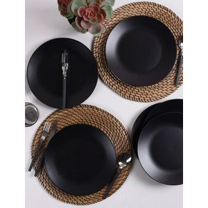 Set platouri pentru servire, Keramika, 275KRM1359, Ceramica, Negru mat imagine