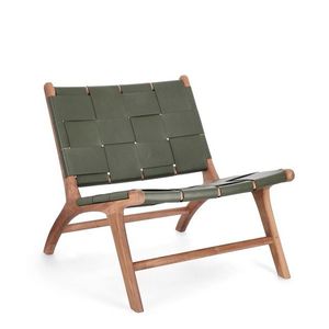 Scaun Joanna, Bizzotto, 65 x 79 x 69 cm, lemn de tec/piele naturala, verde imagine