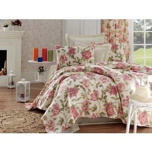 Set cuvertura de pat dubla, EnLora Home, Care Pink, 4 piese, 100% bumbac, multicolor imagine