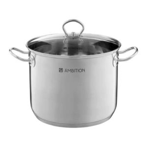 Oala inalta cu capac Acero, Ambition, 34 cm, 22.3 L, inox/sticla, argintiu imagine