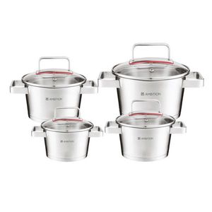 Set oale 8 piese Selection, Ambition, 16/18/20/24 cm, 1.6 L/2.2 L/3.2 L/5.3 L, inox/sticla, argintiu/transparent imagine