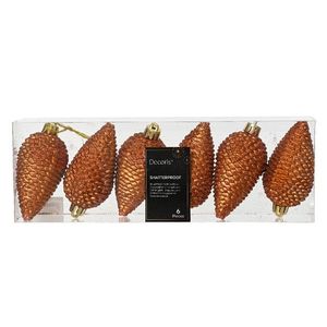 Set 6 globuri Pinecone Black, Decoris, 4.5x8 cm, plastic, aramiu imagine