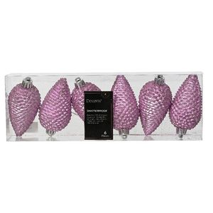 Set 6 globuri Pinecone Black, Decoris, 4.5x8 cm, plastic, mov imagine