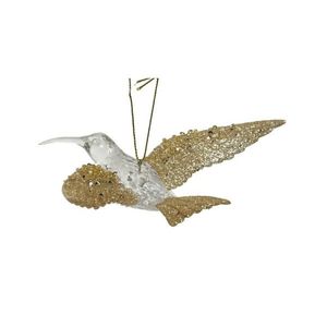 Glob Hummingbird w glitter V2, Decoris, 10.5x14x5 cm, plastic, argintiu imagine