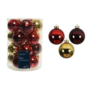 Cutie cu 20 globuri asortate Baubles, Decoris, 6 cm, plastic, rosu/auriu imagine