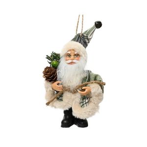 Decoratiune Santa w grey coat, Decoris, 10x5x13 cm, poliester, gri imagine