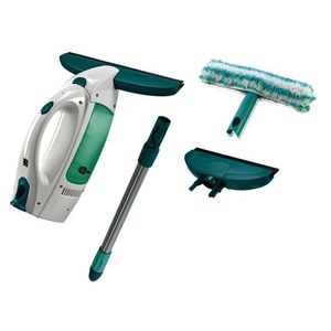 Set pentru curatat geamuri 4 piese, Leifheit, Dry&Clean, click system, alb/verde imagine