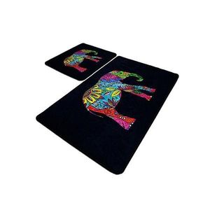 Set 2 Covorase baie Olifant, 60 x 100 cm, 50 x 60 cm, Antiderapant, Negru imagine