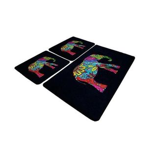 Set 3 Covorase baie Olifant, 60 x 100 cm, 2 x 50 x 60 cm, Antiderapant, Negru imagine