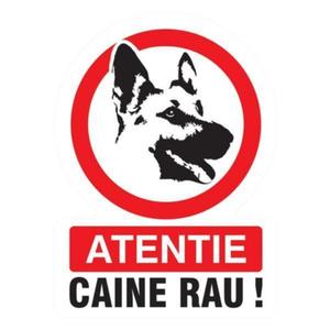 Sticker avertizare, Caine rau, 20x30 imagine