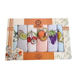 Set 6 prosoape bucatarie, 100 % bumbac, model Fructe, 40x60 cm imagine