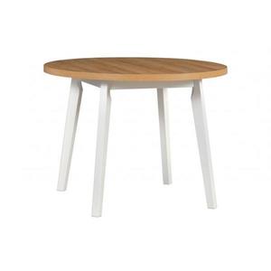 Masa rotunda living/bucatarie Solo 3 , alb/stejar alb, 100 cm, UnicSpot imagine