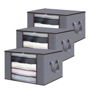 Set 3 Cutii pentru Depozitare si Organizare Mici Teno®, 60 L, 46x48x28 cm, gri deschis imagine