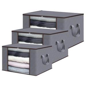 Set 3 Cutii pentru Depozitare si Organizare Teno®, 3 dimensiuni, pliabile, 60 L / 84 L / 105 L, gri deschis imagine