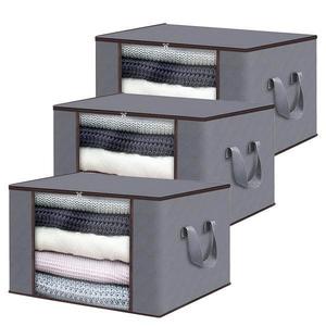 Set 3 Cutii pentru Depozitare si Organizare Medii Teno®, 84 L, 60x40x35 cm, gri deschis imagine