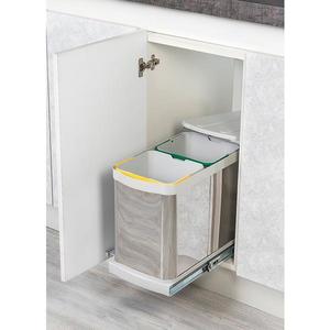 Cos de gunoi incorporabil din otel inoxidabil S2396 , colectare selectiva, cu extragere automata, cu doua recipiente 12+12 litri - Maxdeco imagine