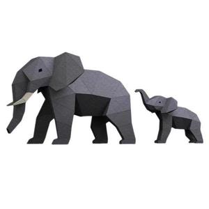 Kit hartie 3D macheta de asamblat, miniatura, Mama si baby elefant, DIY imagine