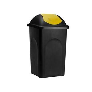 Cos gunoi cu capac glisant, Plastic, Negru/Galben, 60 L - Caerus Capital imagine