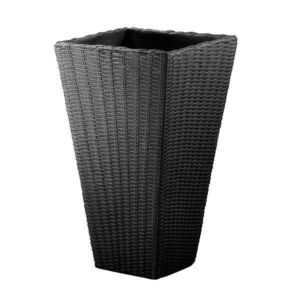 Ghiveci flori fara masca interioara , Aspect modern ratan, plastic, Antracit, 59l L, 40x40x70cm imagine