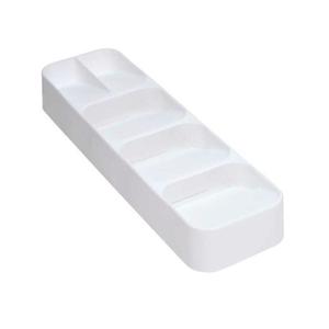 Organizator compact pentru tacamuri cu 5 compartimente, alb, 39×11.2×5.2 cm imagine