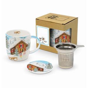 Set Cana Cadou pentru Ceai sau Cafea cu Capac, Infuzor Strecuratoare si Cutie Eleganta din Ambalaj Premium Ski imagine