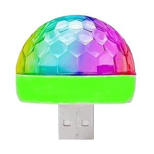 Glob disco multicolor, cu mufa Usb si senzor detectie ritm muzica, pentru masina sau locuinta, care creeaza lumina ambientala imagine