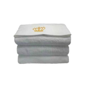 Set 3 prosoape de baie, tip hotelier, bumbac 100%, 70x140 cm albe cu broderie aurie - OEM imagine