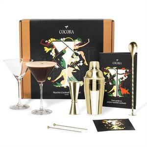 Set cadou pentru bauturi Cocktail Gold 7 piese - Shaker Cocktail din otel inoxidabil - 2 Pahare Martini V imagine