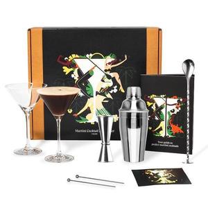 Set cadou pentru bauturi Cocktail Silver 7 piese - Shaker Cocktail din otel inoxidabil - 2 Pahare Martini V imagine