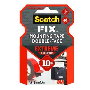 Banda Dublu Adeziva Montare Super Rezistenta - 3M Scotch Fix Mounting Tape Double-Face Extreme Exterior, 10 kg, 19 mm x 1.5 m, 1 buc imagine