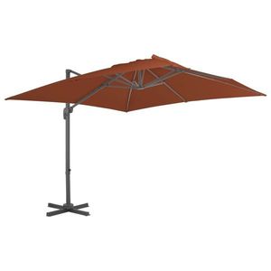 vidaXL Umbrelă în consolă cu stâlp din aluminiu, cărămiziu, 400x300 cm imagine