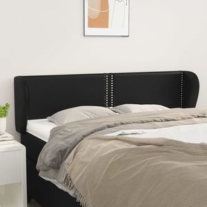 vidaXL Tăblie de pat cu aripioare negru 147x23x78/88cm piele ecologică imagine