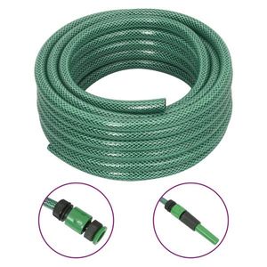 vidaXL Furtun de grădină cu set de racorduri, verde, 0, 5", 20 m, PVC imagine