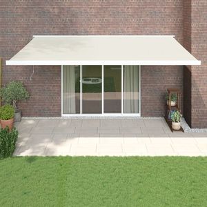 vidaXL Copertină retractabilă, crem, 5x3 m, textil și aluminiu imagine