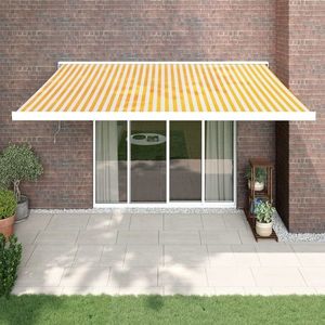 vidaXL Copertină retractabilă, galben/alb, 4, 5x3 m, textil/aluminiu imagine