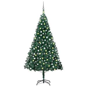 vidaXL Brad Crăciun artificial pre-iluminat, set globuri, verde 240 cm imagine