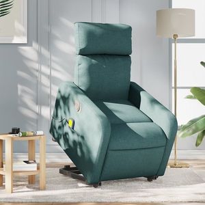 vidaXL Fotoliu de masaj rabatabil electric cu ridicare, verde, textil imagine