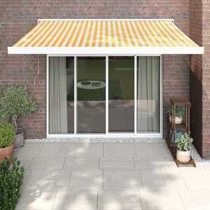 vidaXL Copertină retractabilă, galben/alb, 3x2, 5 m, textil/aluminiu imagine