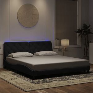 vidaXL Cadru de pat cu lumină LED, negru, 180x200 cm, catifea imagine